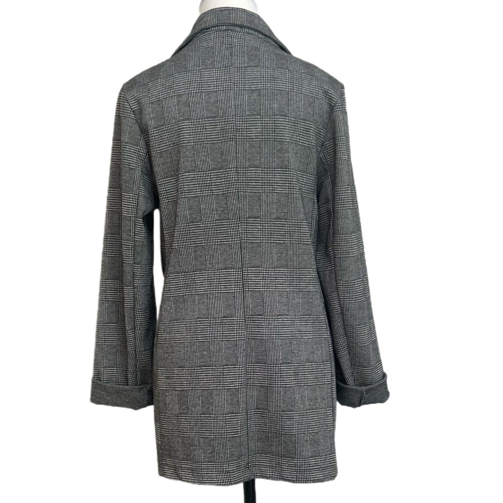 Mind Code Classic Gray Checkered Knit Blazer - image 2